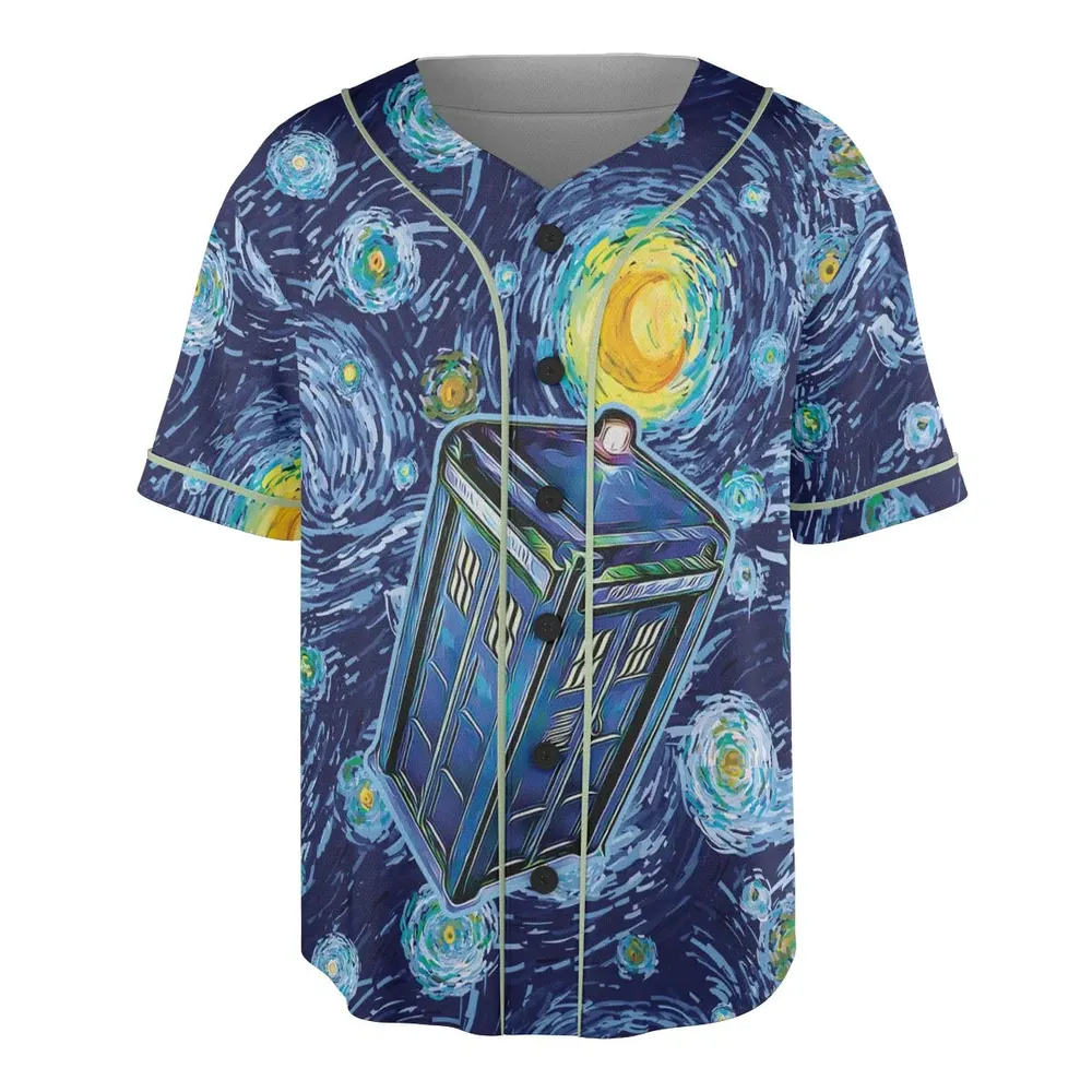 Tardis Starry Night Doctor Who Unisex Baseball Jersey - 3