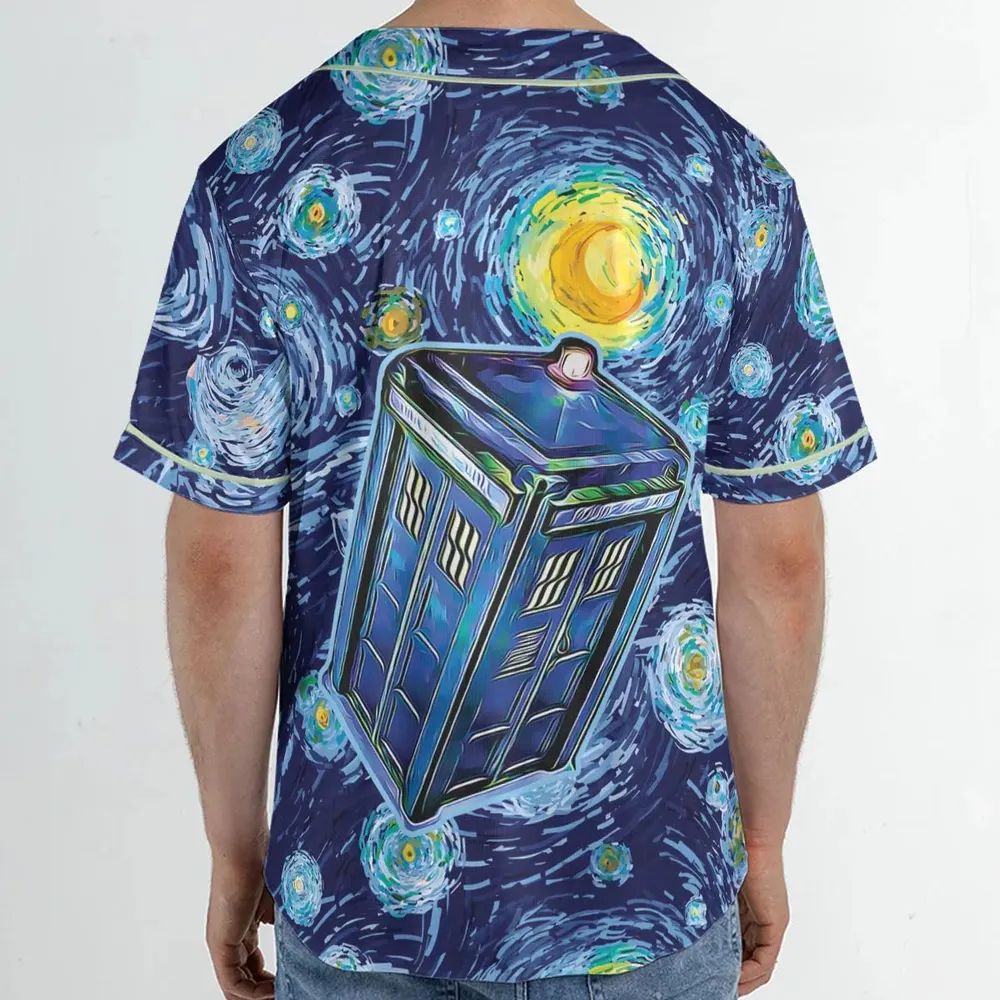 Tardis Starry Night Doctor Who Unisex Baseball Jersey - 2