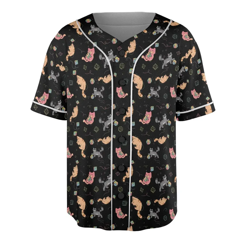 Dice Cat DnD Unisex Baseball Jersey - 3