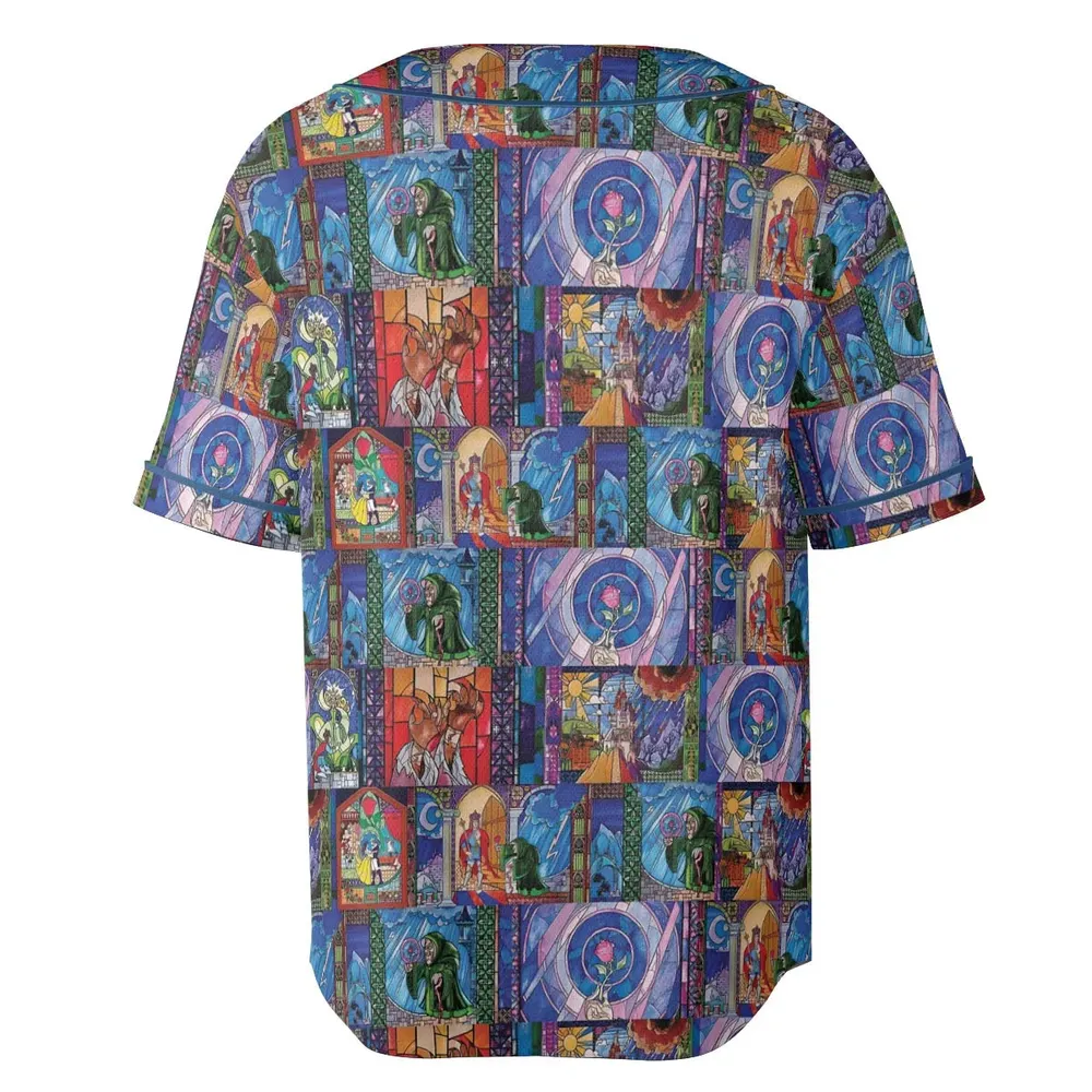 Beauty And The Beast Story Windows Unisex Baseball Jersey - 4