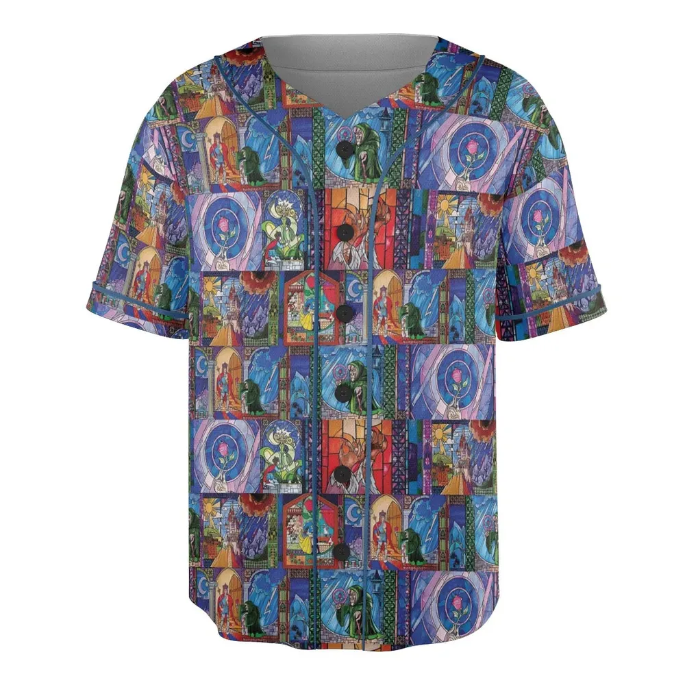 Beauty And The Beast Story Windows Unisex Baseball Jersey - 3