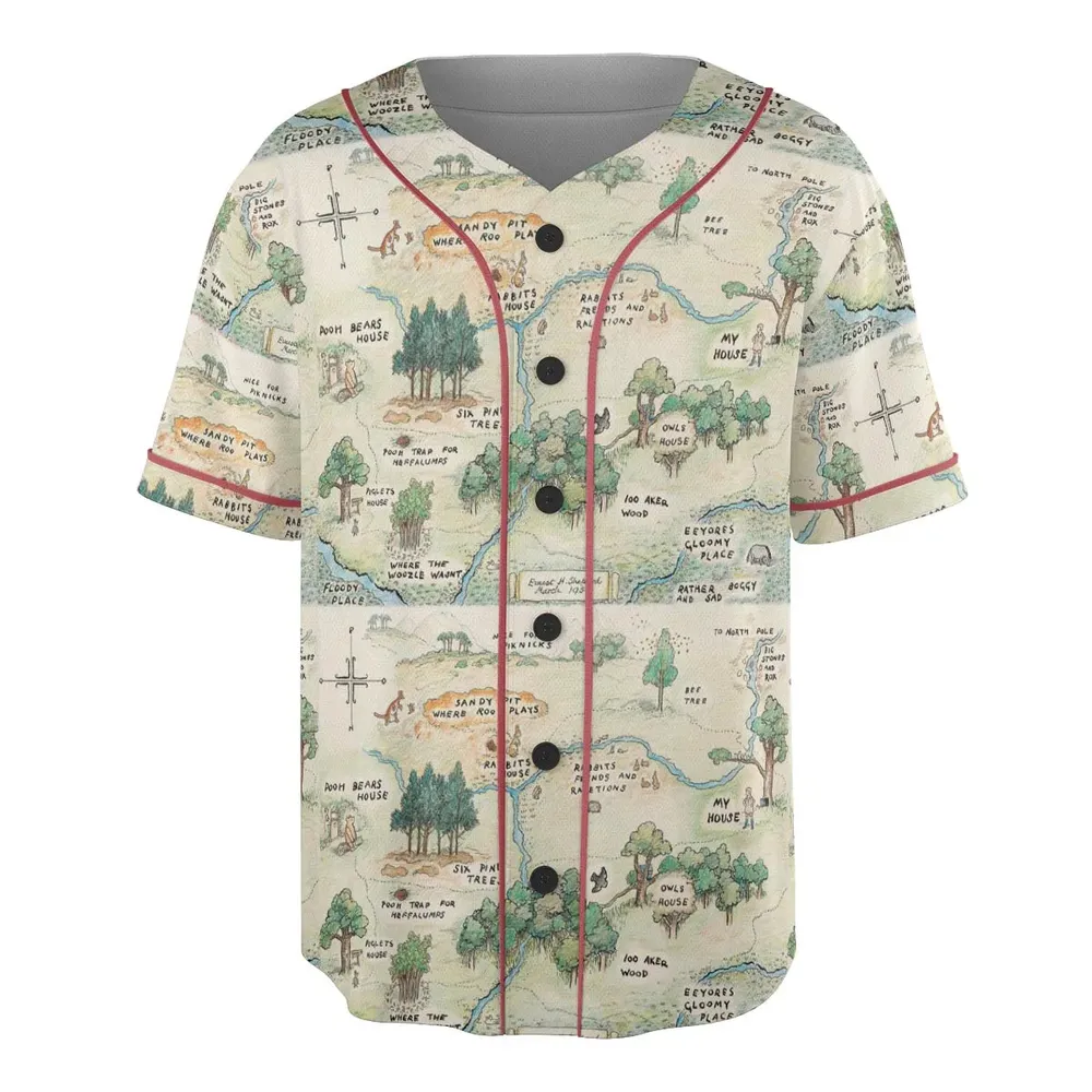 Hundred Acre Wood Map Unisex Baseball Jersey - 3