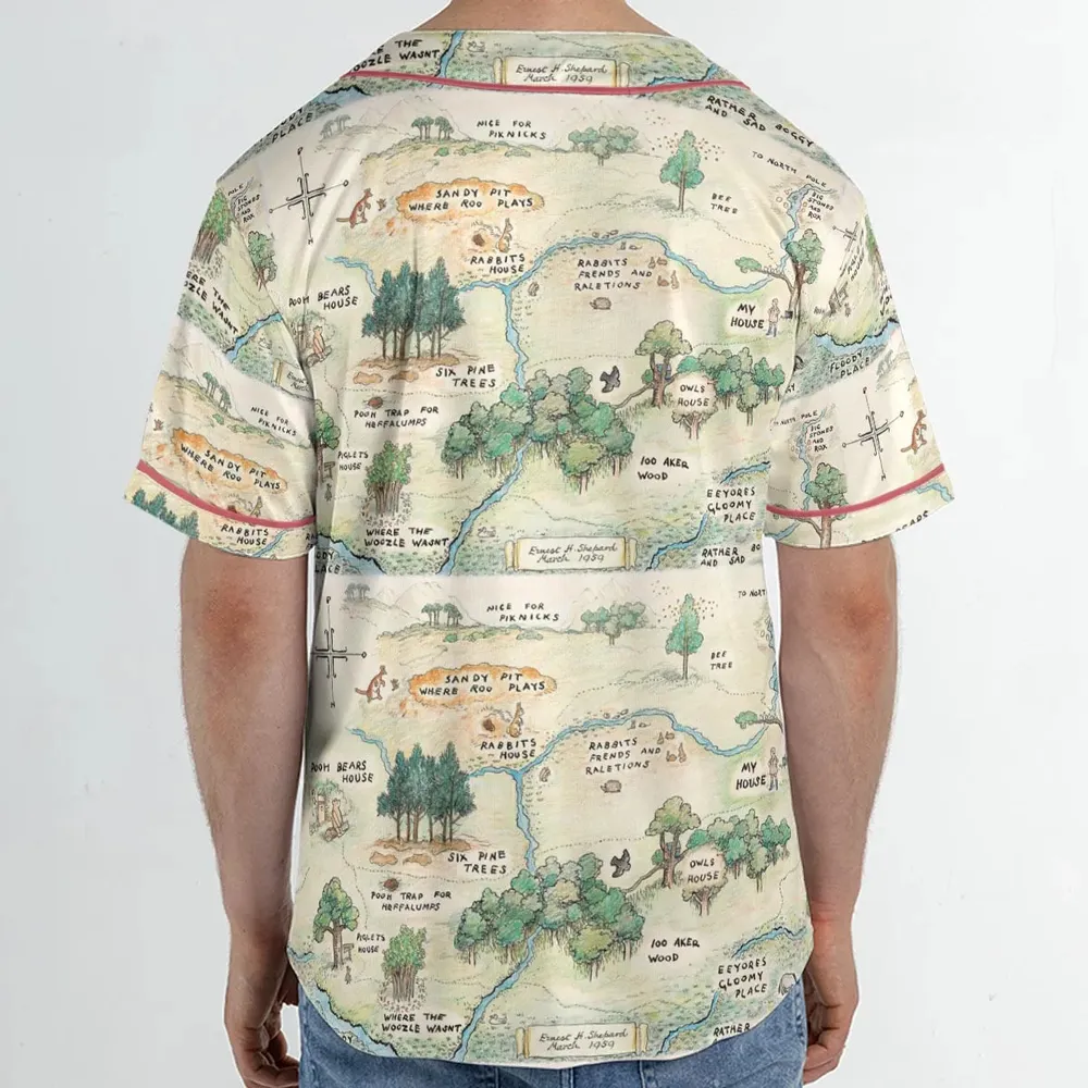 Hundred Acre Wood Map Unisex Baseball Jersey - 2