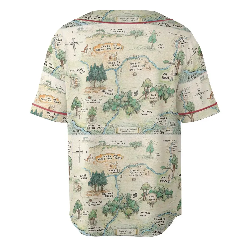 Hundred Acre Wood Map Unisex Baseball Jersey - 4