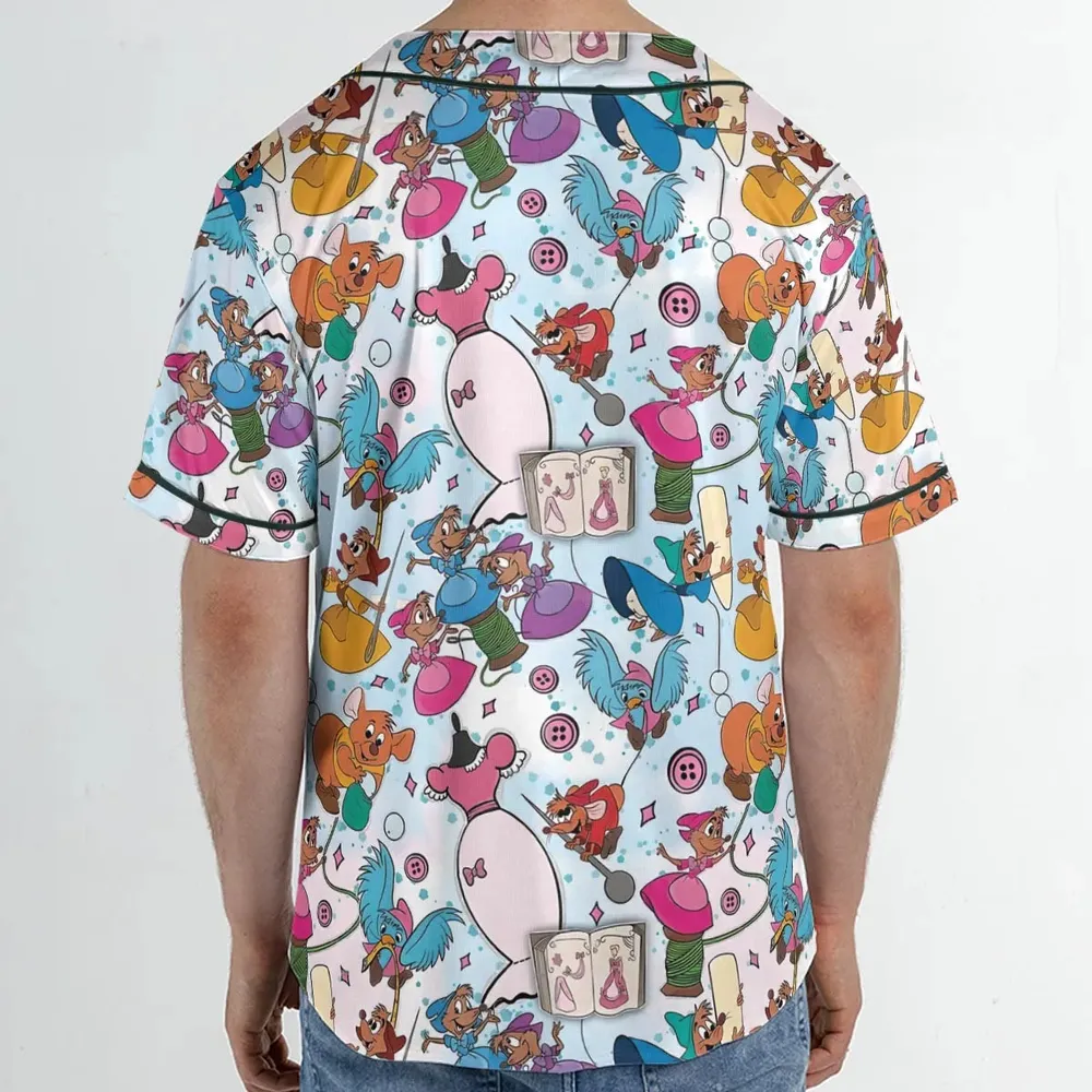 Jaq, Gus, & Sewing Friends Unisex Baseball Jersey - 2