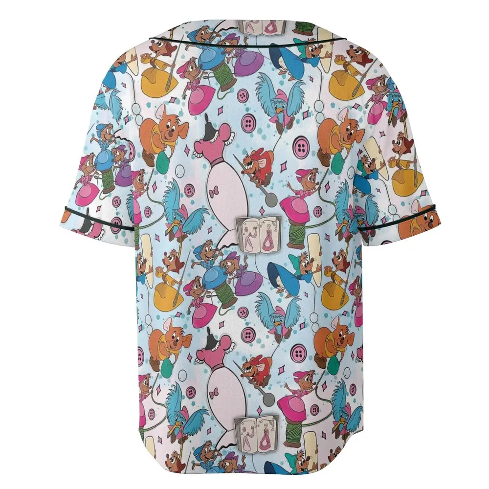 Jaq, Gus, & Sewing Friends Unisex Baseball Jersey - 4