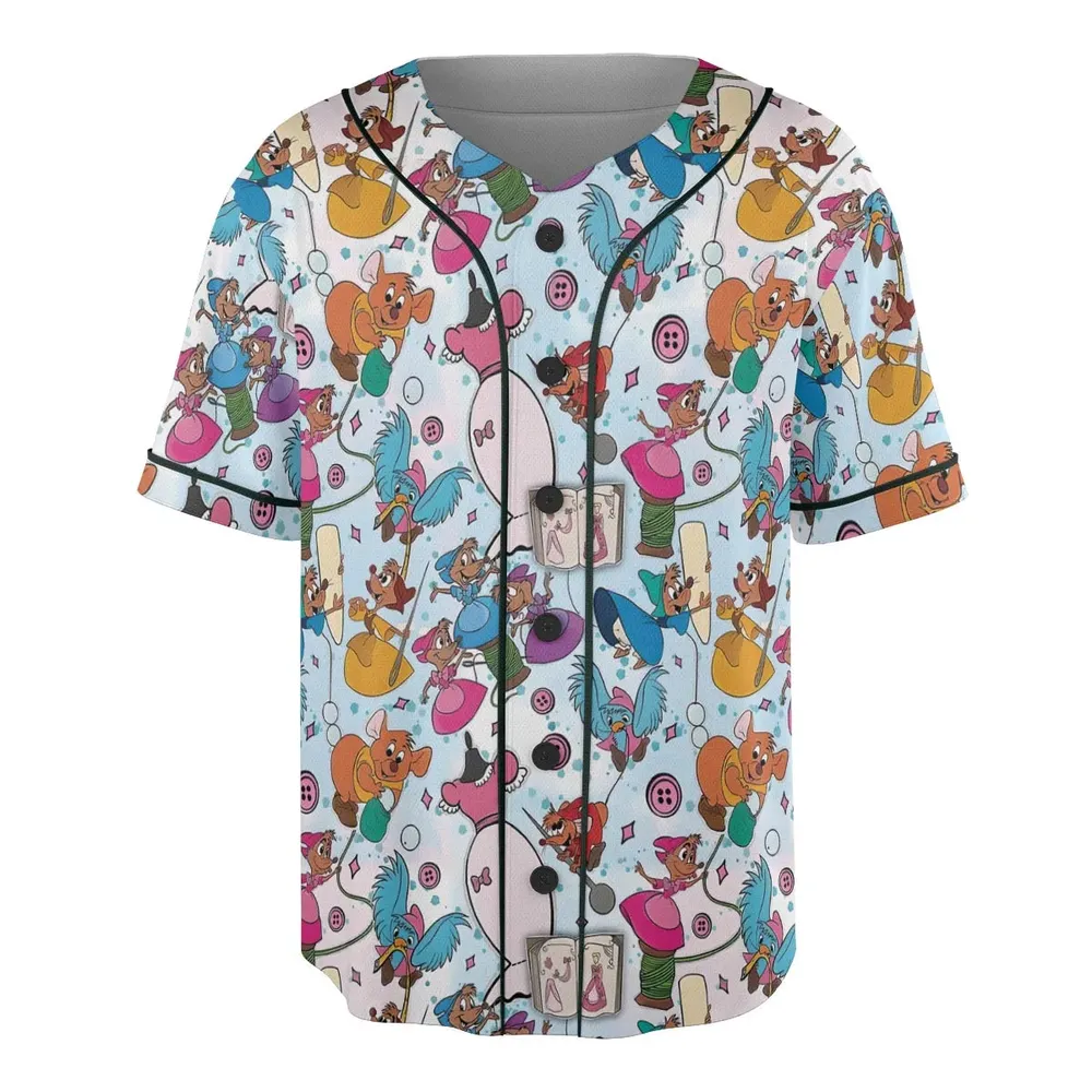 Jaq, Gus, & Sewing Friends Unisex Baseball Jersey - 3