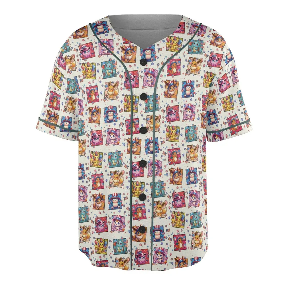 Chill The 4th Out Pokemon Unisex Baseball Jersey - 3