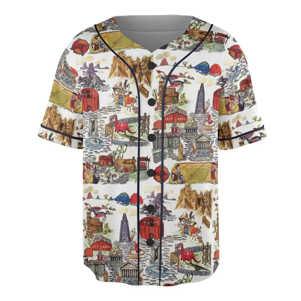 History Of Bedrock Flintstones Unisex Baseball Jersey - 3