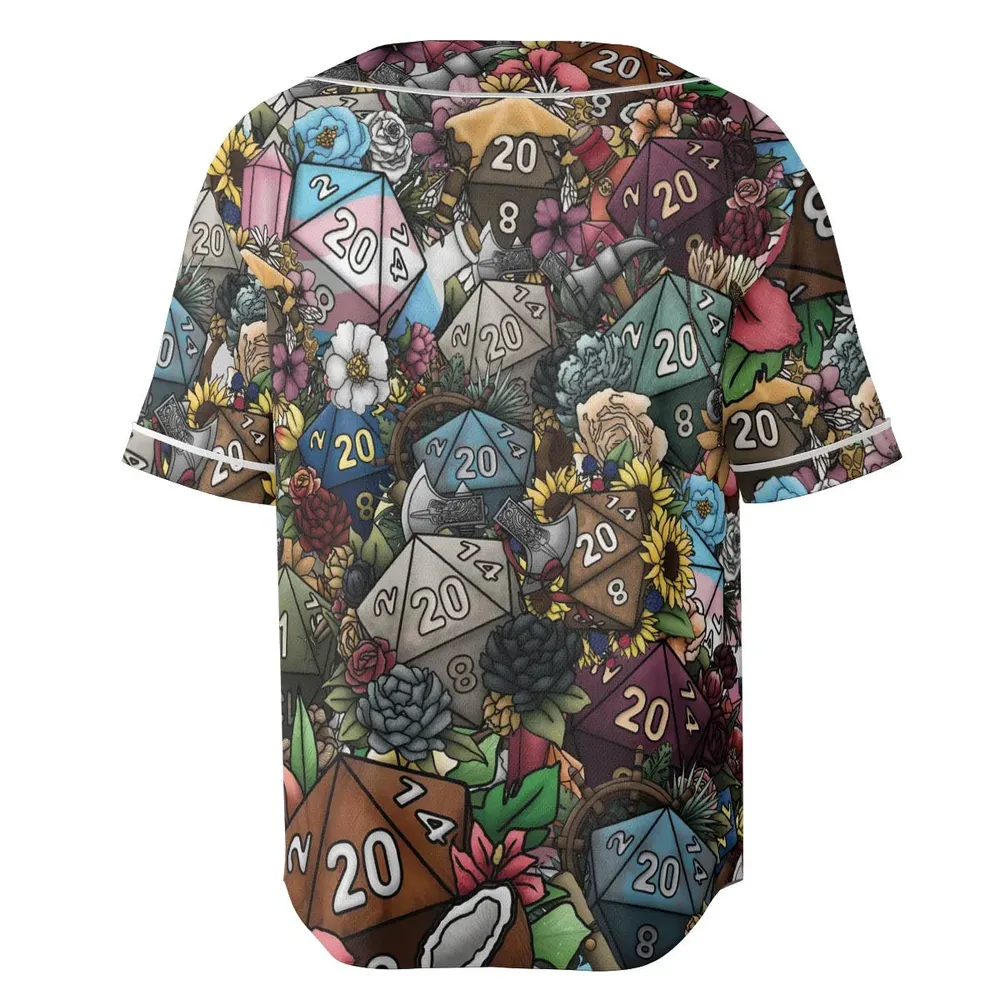 Flower Dice DnD Unisex Baseball Jersey - 4