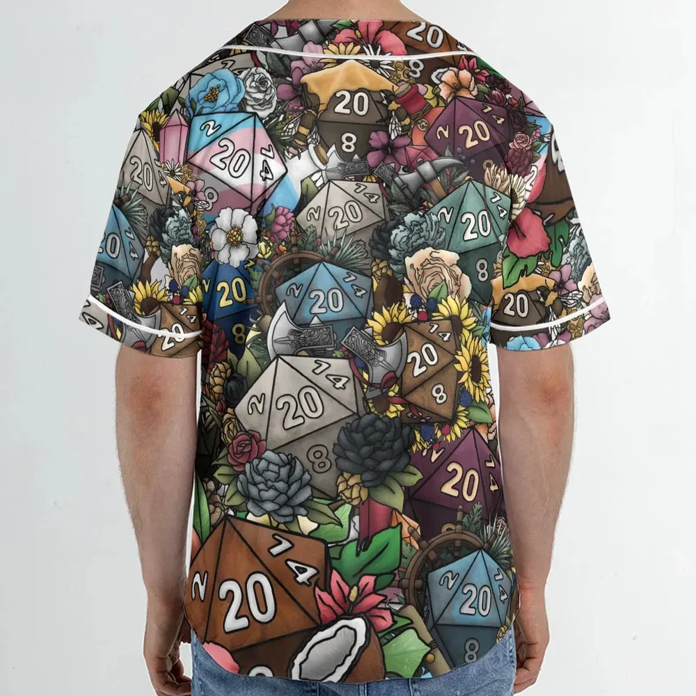 Flower Dice DnD Unisex Baseball Jersey - 2