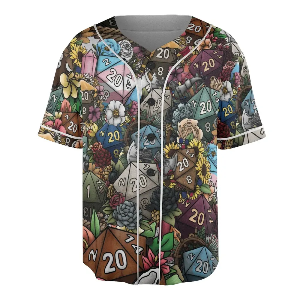 Flower Dice DnD Unisex Baseball Jersey - 3