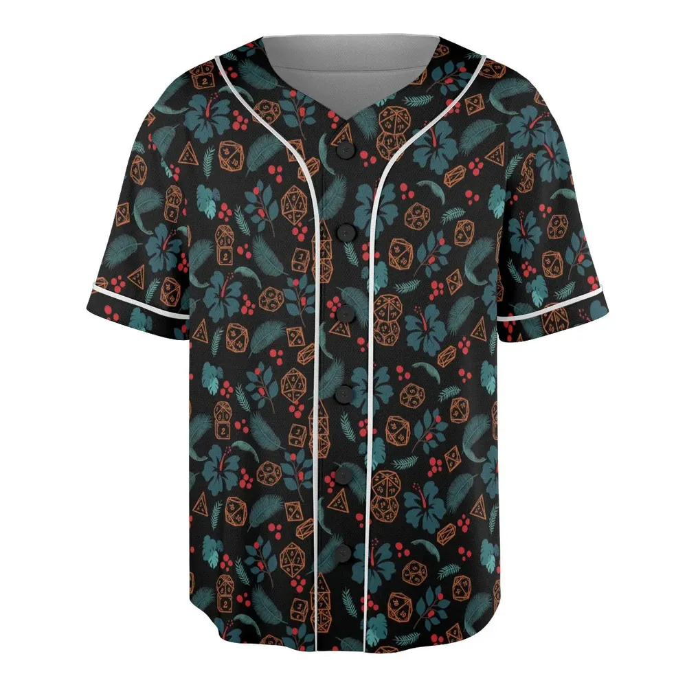 Floral Dice DnD Unisex Baseball Jersey - 3