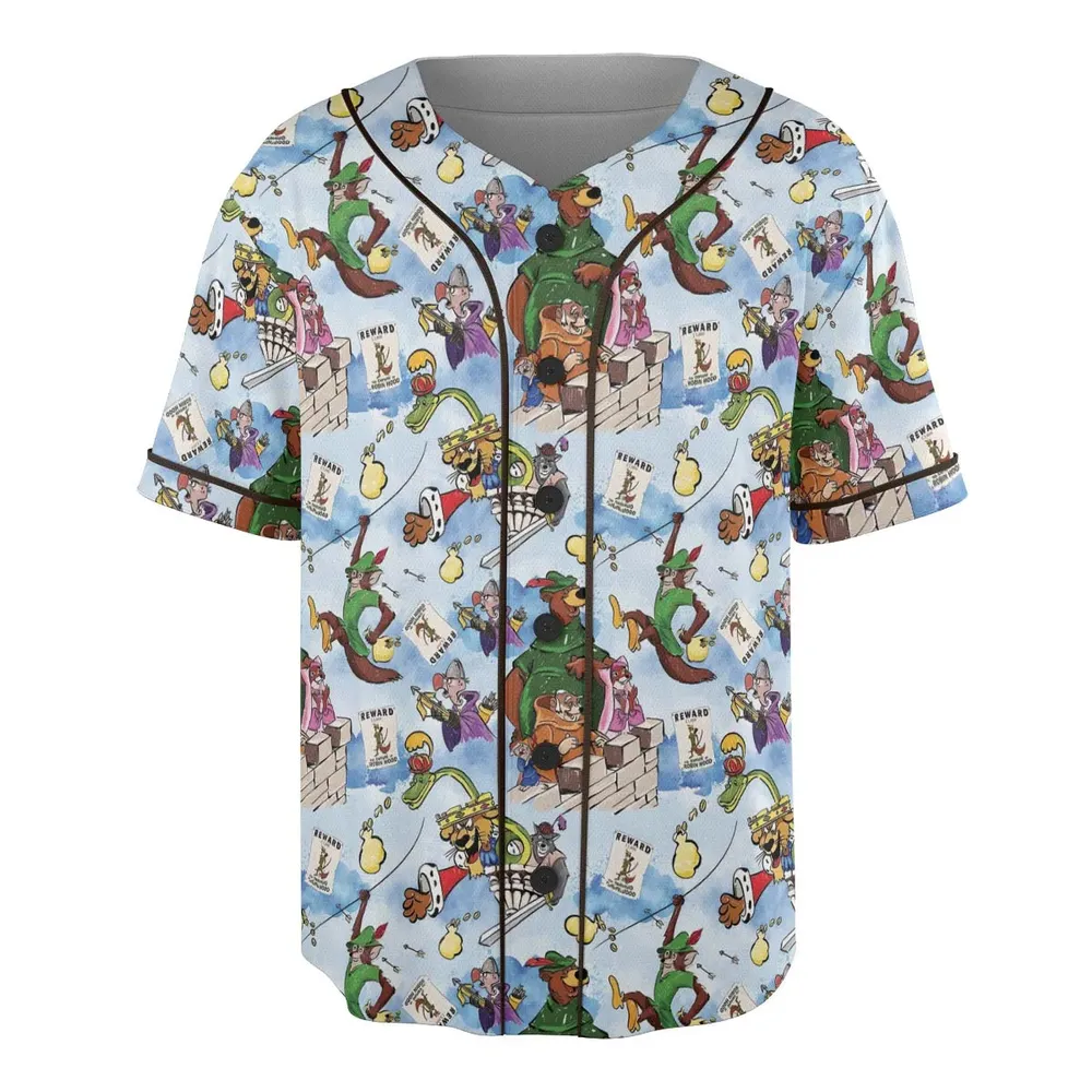 Robin Hood Characters Pattern Unisex Baseball Jersey - 3