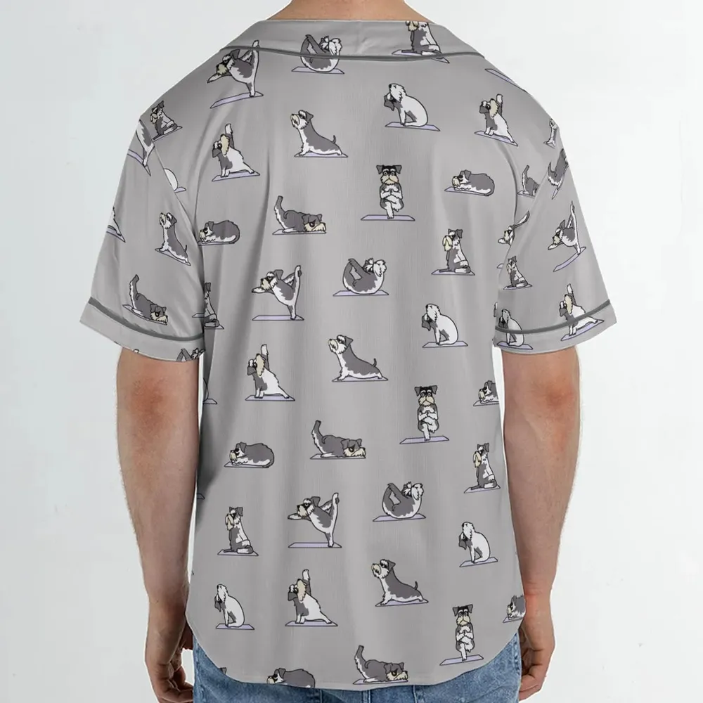 Miniature Schnauzer Yoga Pattern Unisex Baseball Jersey - 2