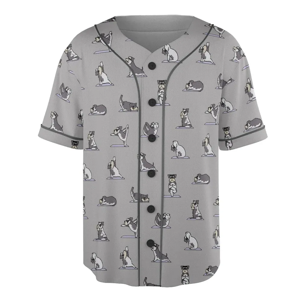 Miniature Schnauzer Yoga Pattern Unisex Baseball Jersey - 3