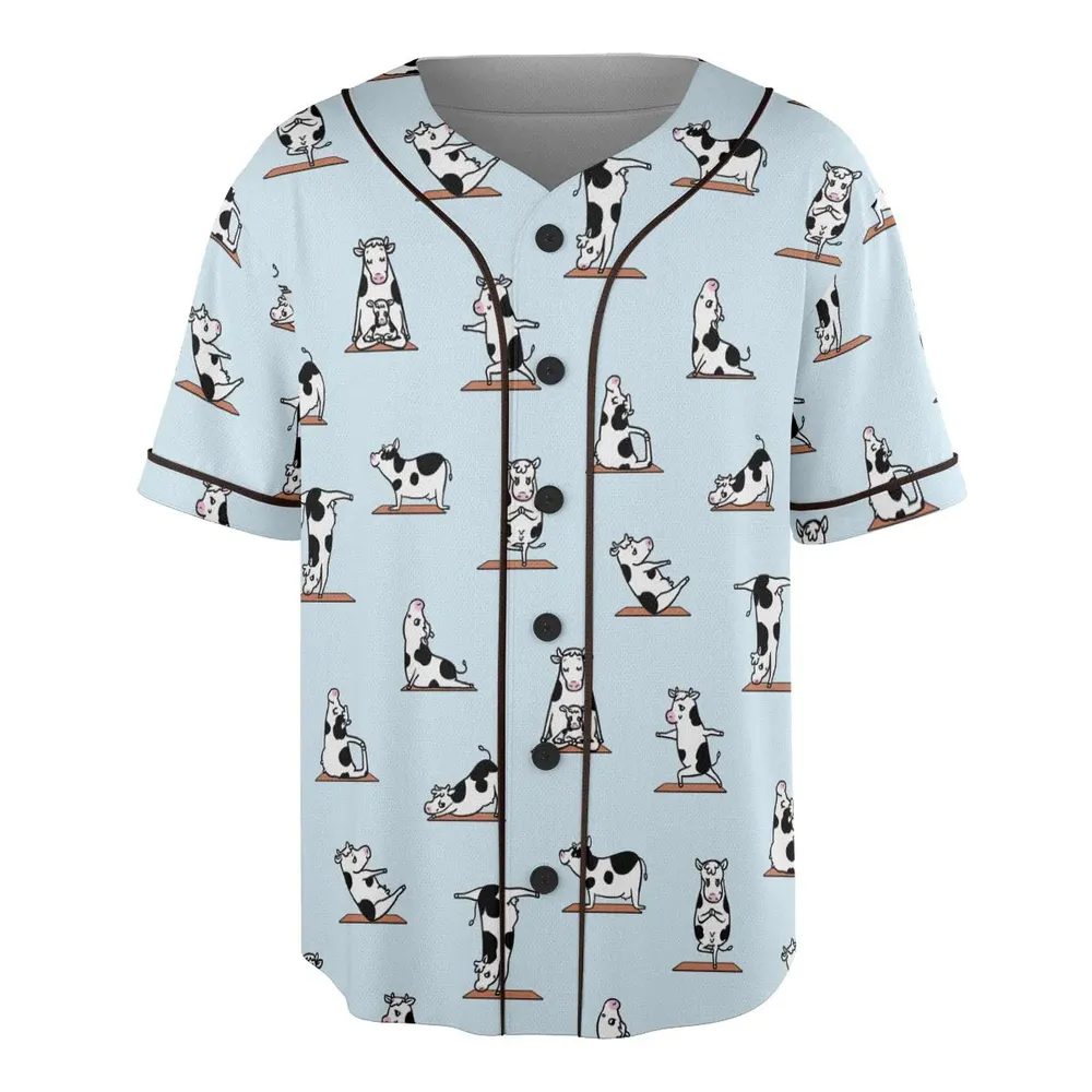 Moo Yoga Pattern Unisex Baseball Jersey - 3