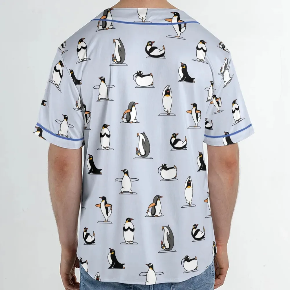 Penguin Yoga Pattern Unisex Baseball Jersey - 2