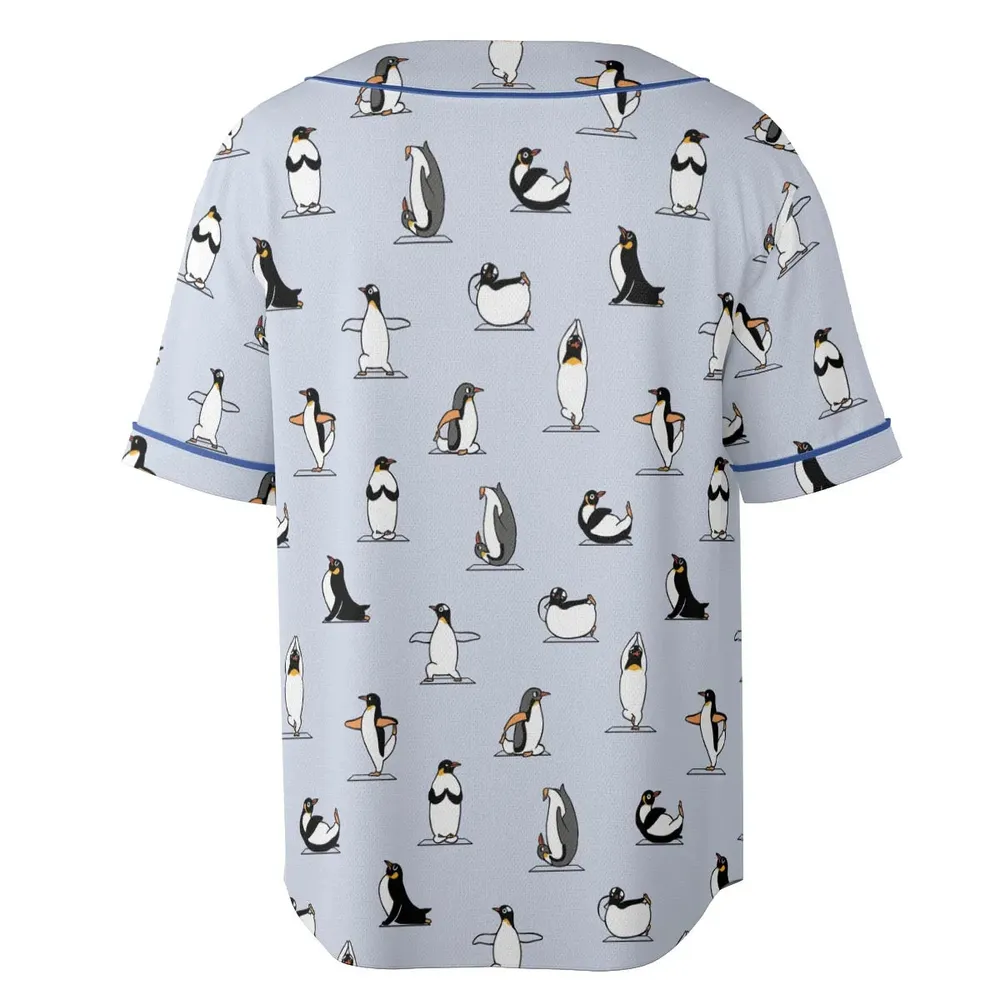 Penguin Yoga Pattern Unisex Baseball Jersey - 4