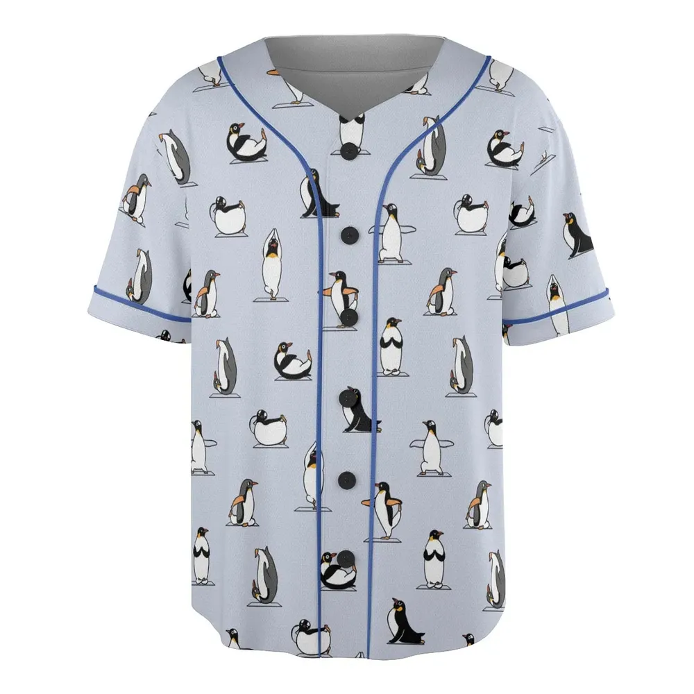 Penguin Yoga Pattern Unisex Baseball Jersey - 3
