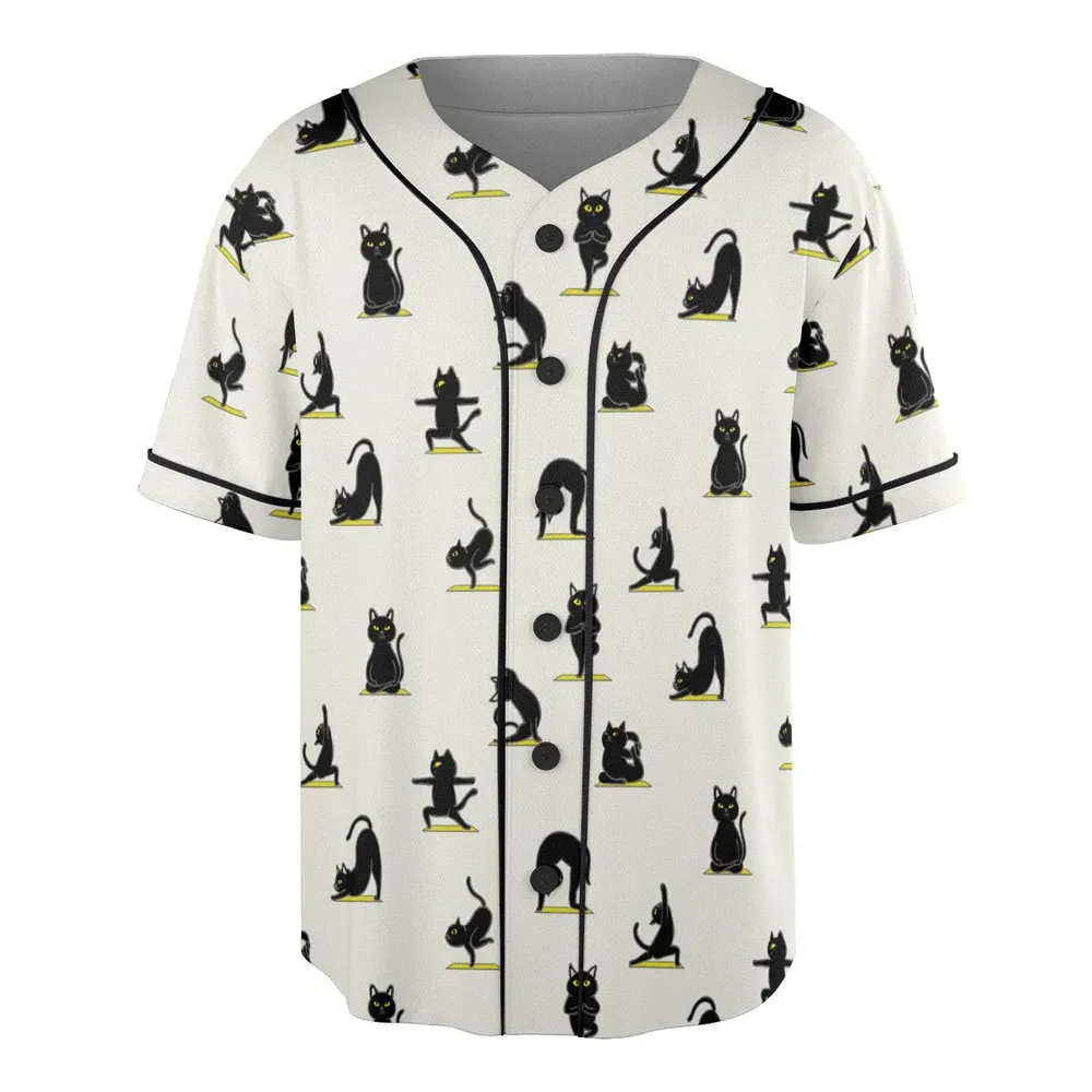 Bombay Cat Yoga Pattern Unisex Baseball Jersey - 3