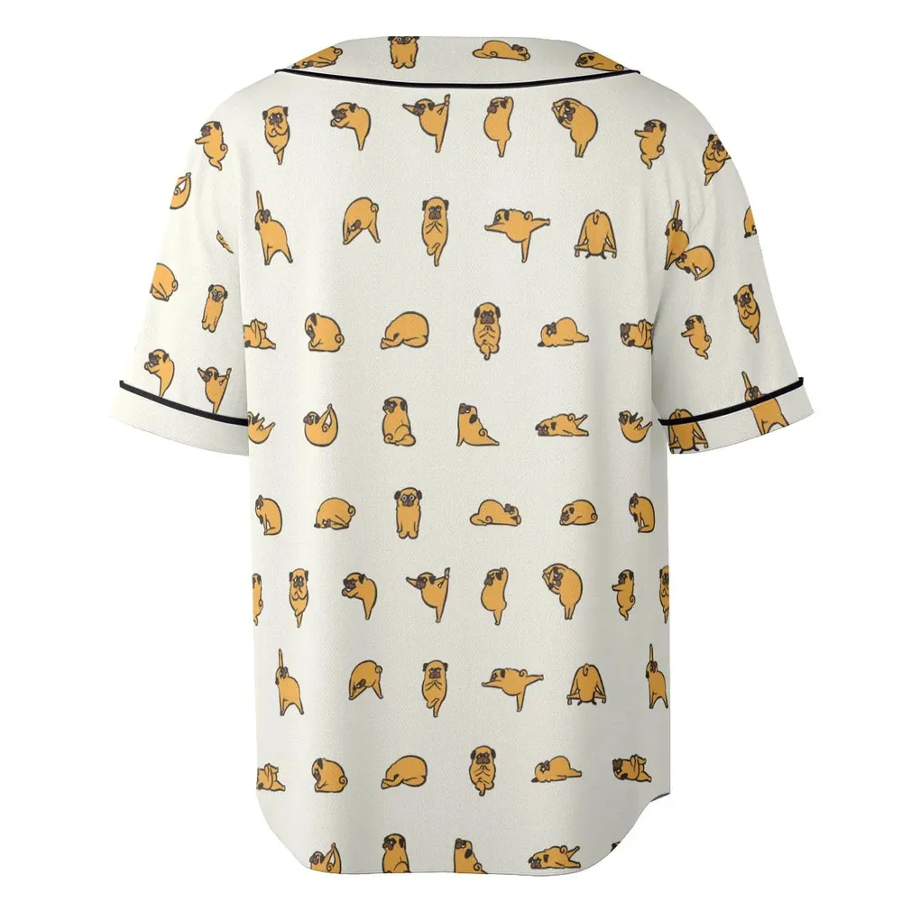 Pug Hot Yoga Pattern Unisex Baseball Jersey - 4