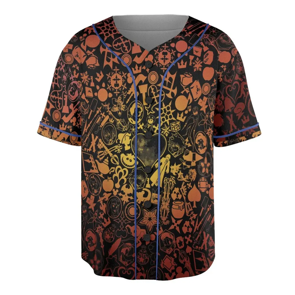 Red Key Heart Kingdom Hearts Unisex Baseball Jersey - 3