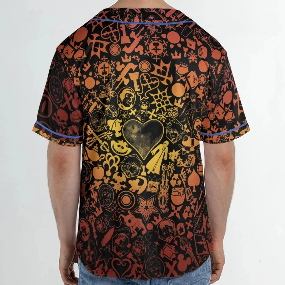 Red Key Heart Kingdom Hearts Unisex Baseball Jersey - 2