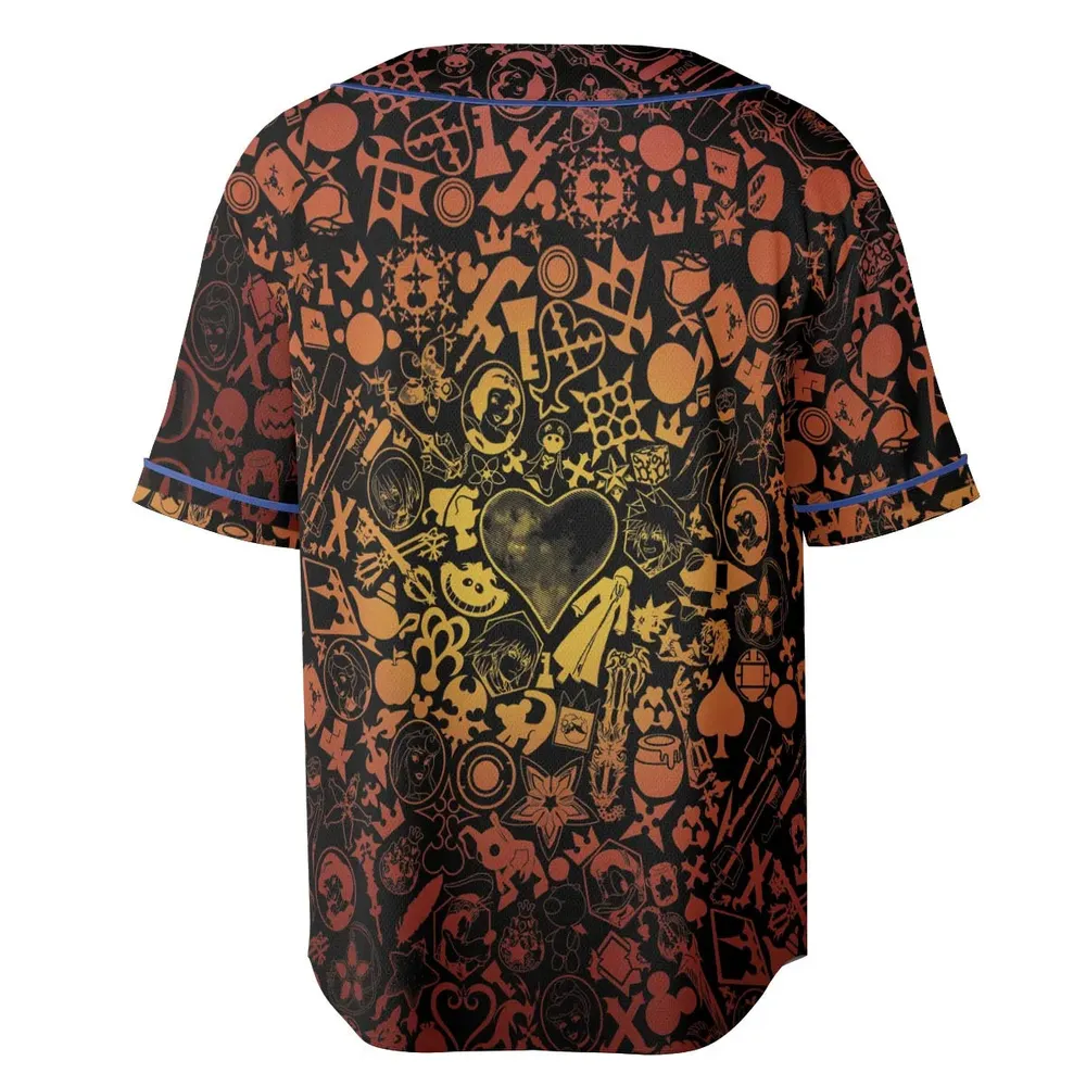 Red Key Heart Kingdom Hearts Unisex Baseball Jersey - 4