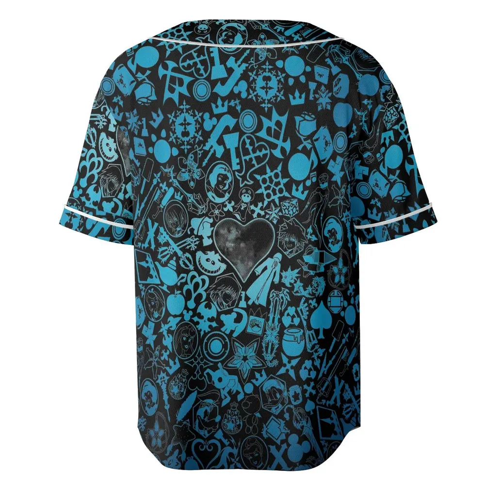 Blue Key Heart Kingdom Hearts Unisex Baseball Jersey - 4