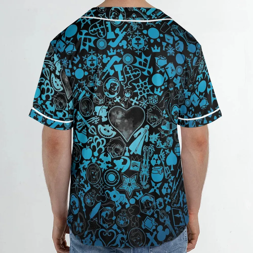 Blue Key Heart Kingdom Hearts Unisex Baseball Jersey - 2