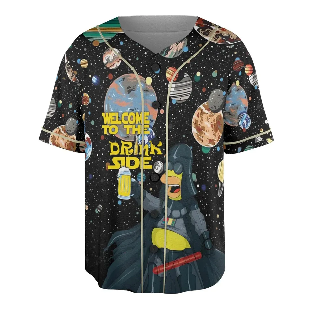 Simpson Darth Vader Welcome To The Drink Side Unisex Baseball Jersey - 3