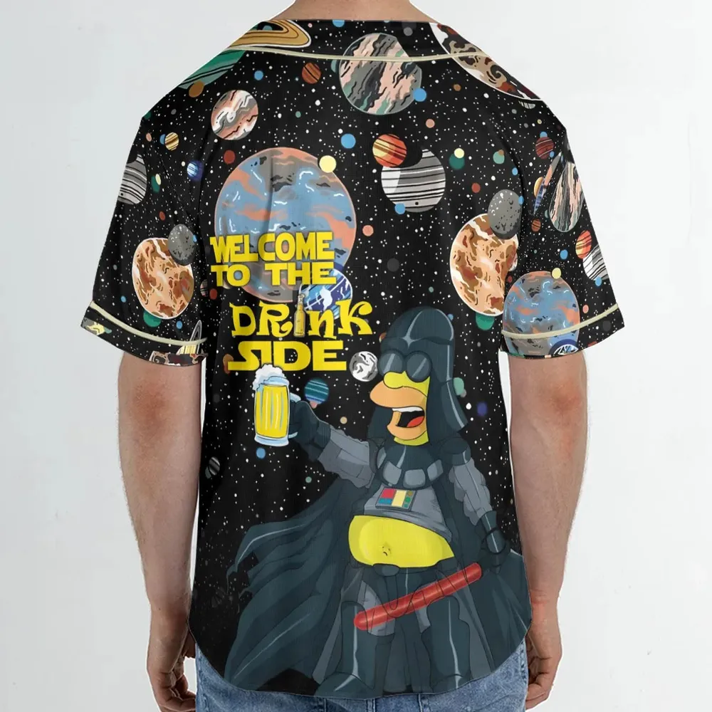 Simpson Darth Vader Welcome To The Drink Side Unisex Baseball Jersey - 2