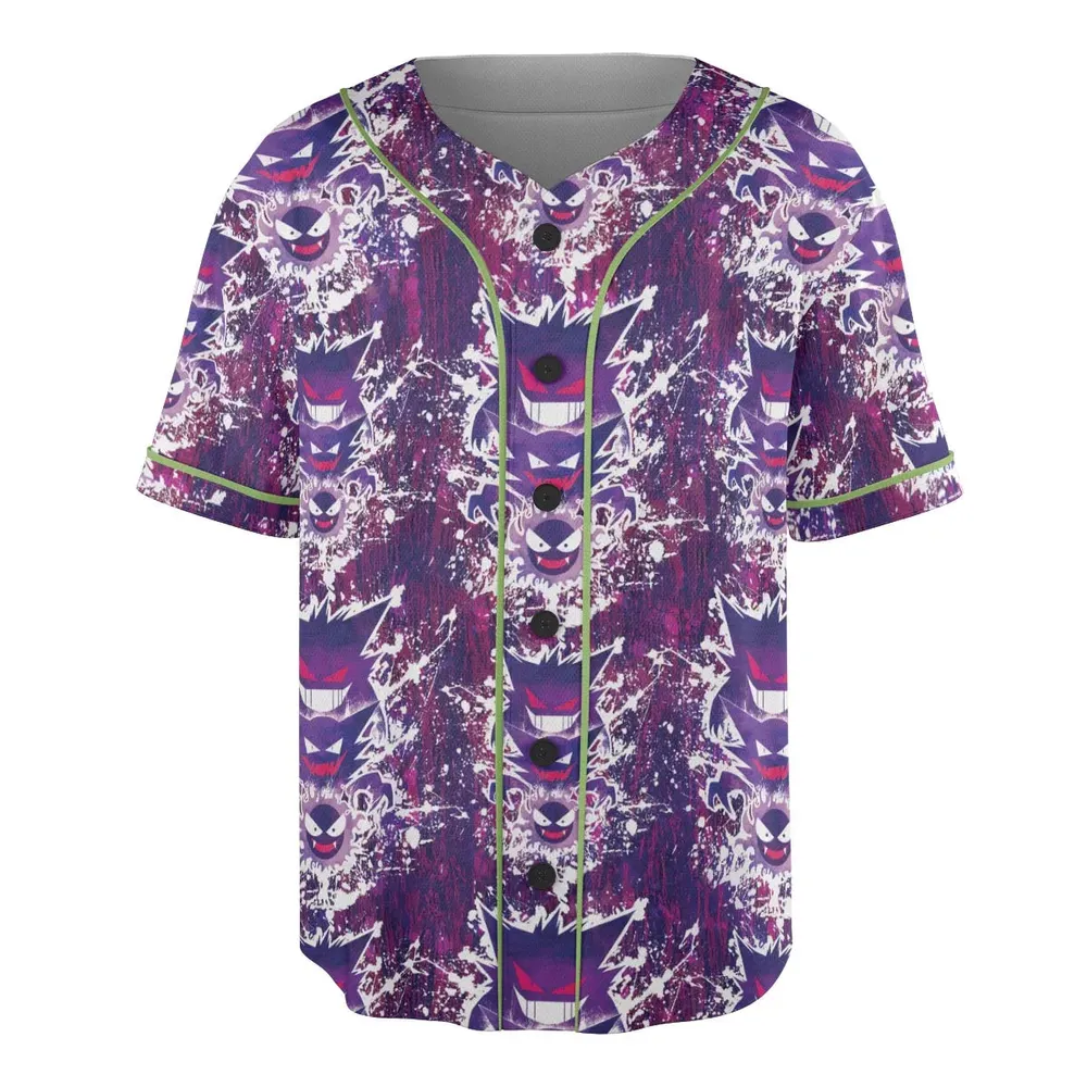 Ghostly Evolution Ghastly Haunter Gengar Pokemon Hawaiian Unisex Baseball Jersey - 3
