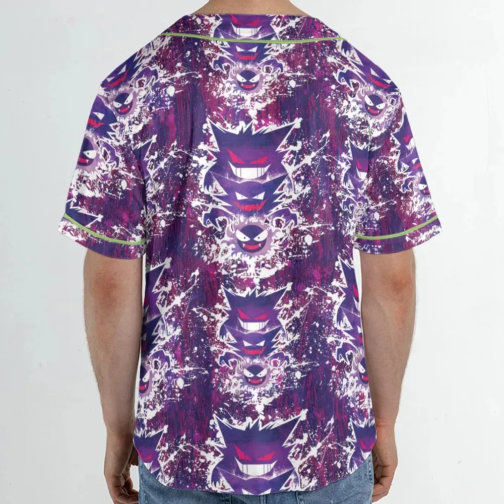 Ghostly Evolution Ghastly Haunter Gengar Pokemon Hawaiian Unisex Baseball Jersey - 2