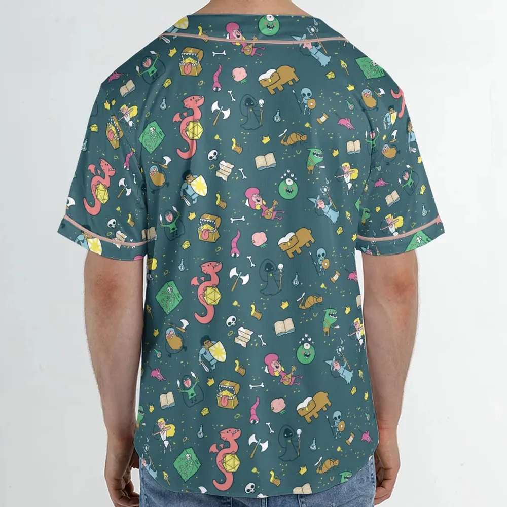 Cute Doodle Dungeons Unisex Baseball Jersey - 2