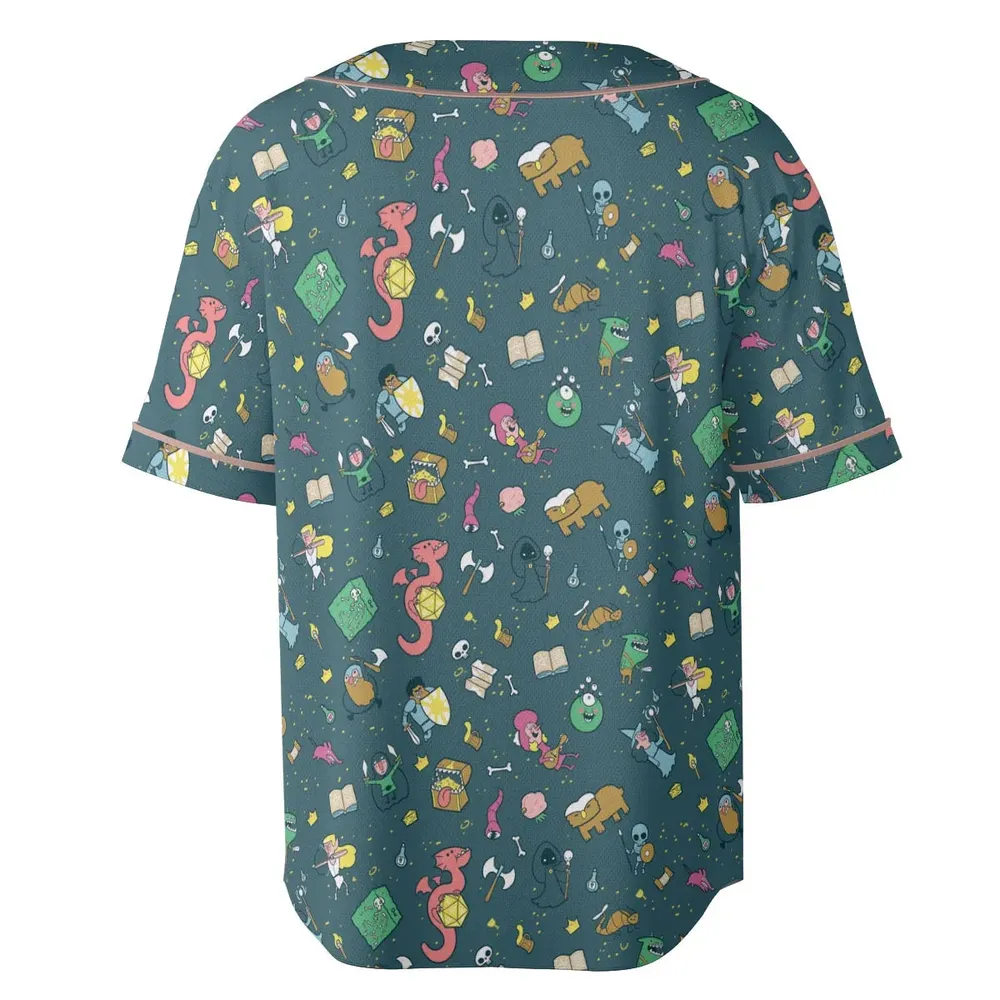 Cute Doodle Dungeons Unisex Baseball Jersey - 4