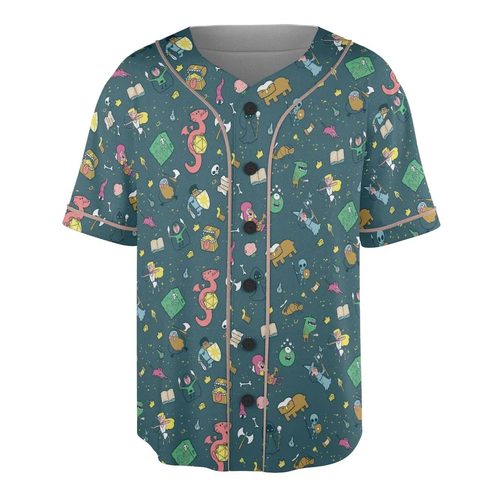 Cute Doodle Dungeons Unisex Baseball Jersey - 3
