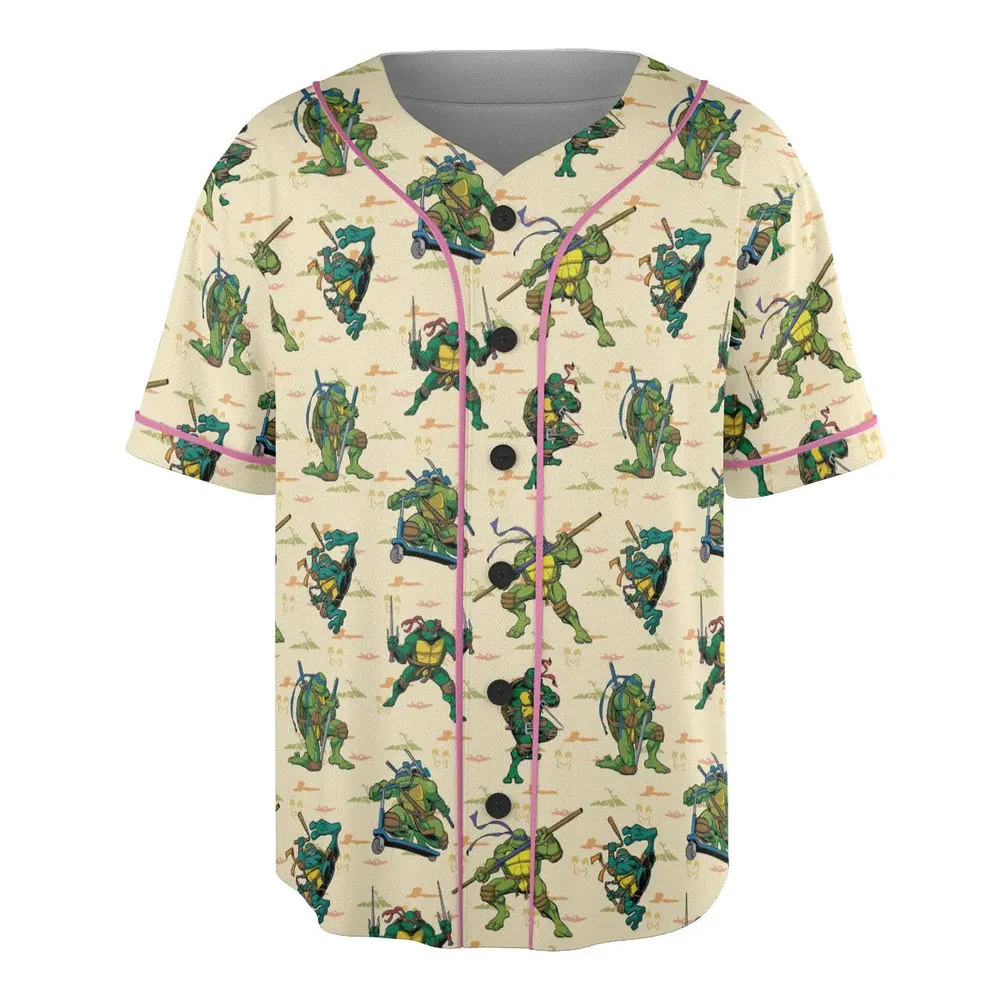 TMNT Characters Weapon Pattern Unisex Baseball Jersey - 3