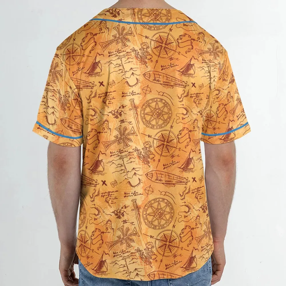 Vintage Adventure Map Indiana Jones Unisex Baseball Jersey - 2