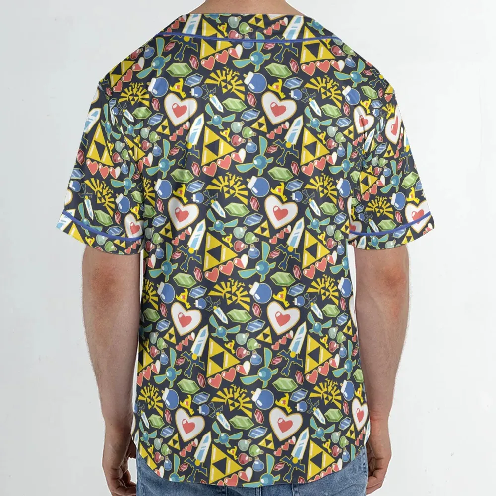 Zelda Theme Items Unisex Baseball Jersey - 2
