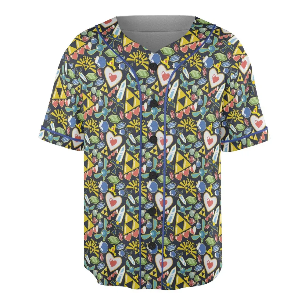 Zelda Theme Items Unisex Baseball Jersey - 3