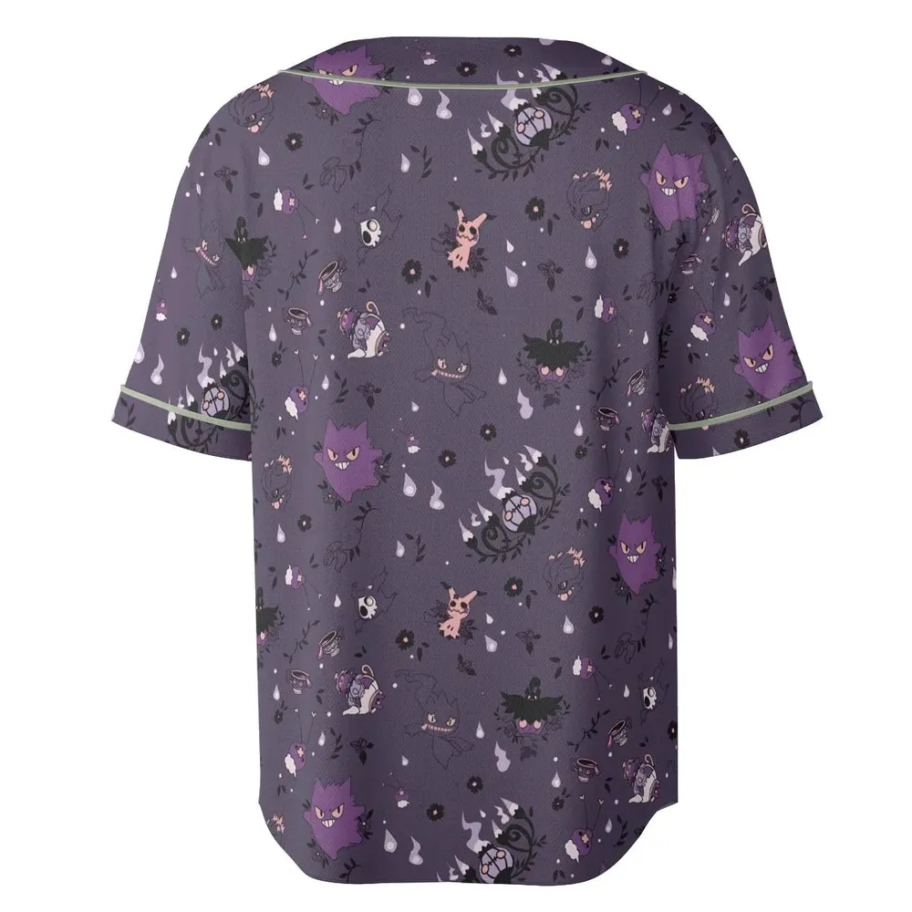 Pokemon Ghost-typen Gengar Banette Litwick Mismagius Unisex Baseball Jersey - 4