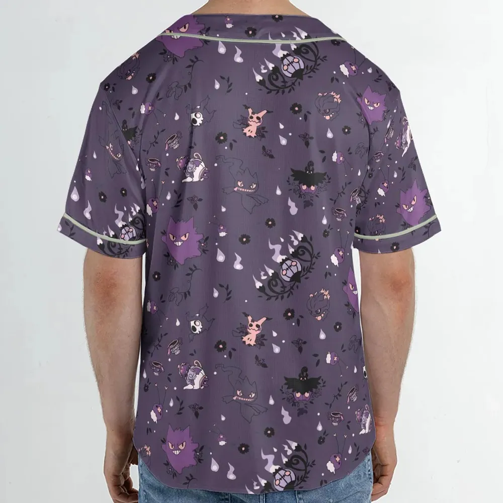 Pokemon Ghost-typen Gengar Banette Litwick Mismagius Unisex Baseball Jersey - 2