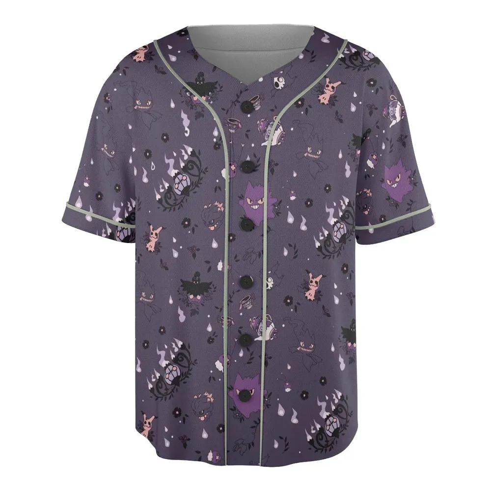 Pokemon Ghost-typen Gengar Banette Litwick Mismagius Unisex Baseball Jersey - 3