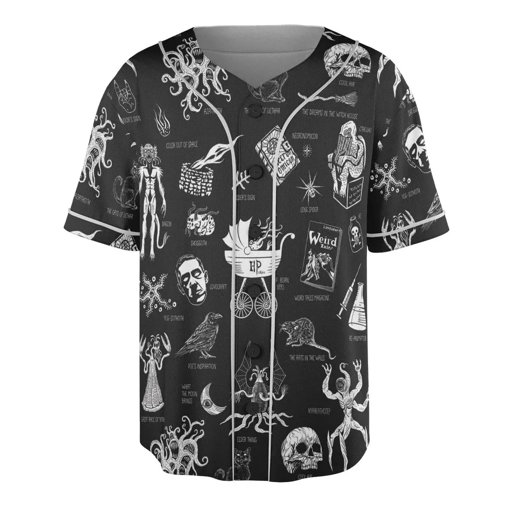 H.P. Lovecraft Monsters Unisex Baseball Jersey - 3