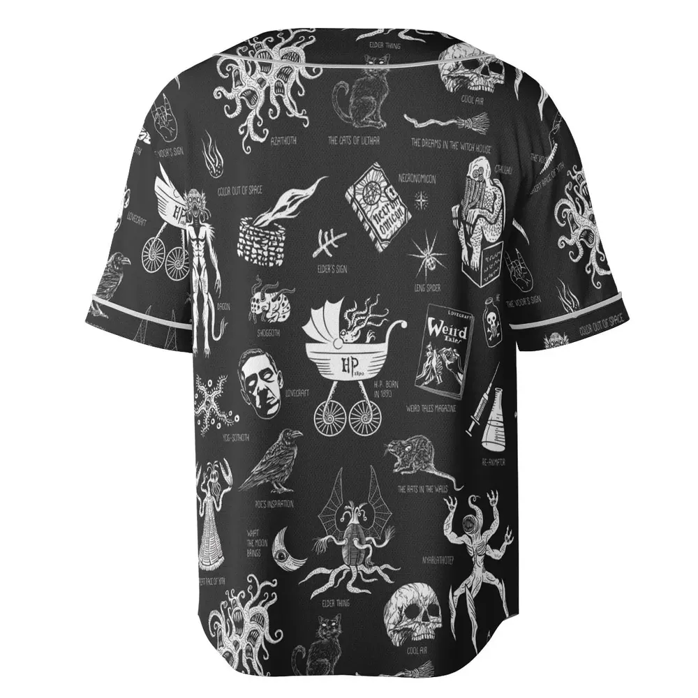 H.P. Lovecraft Monsters Unisex Baseball Jersey - 4