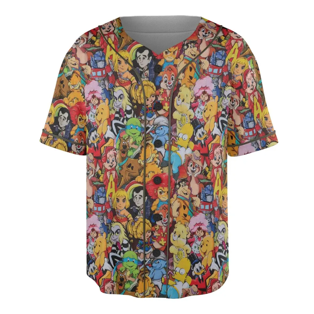Old Cartoon Characters Unisex Baseball Jersey - 3