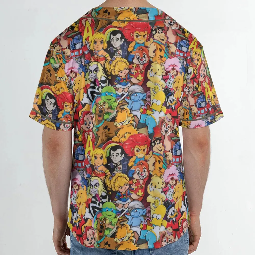 Old Cartoon Characters Unisex Baseball Jersey - 2