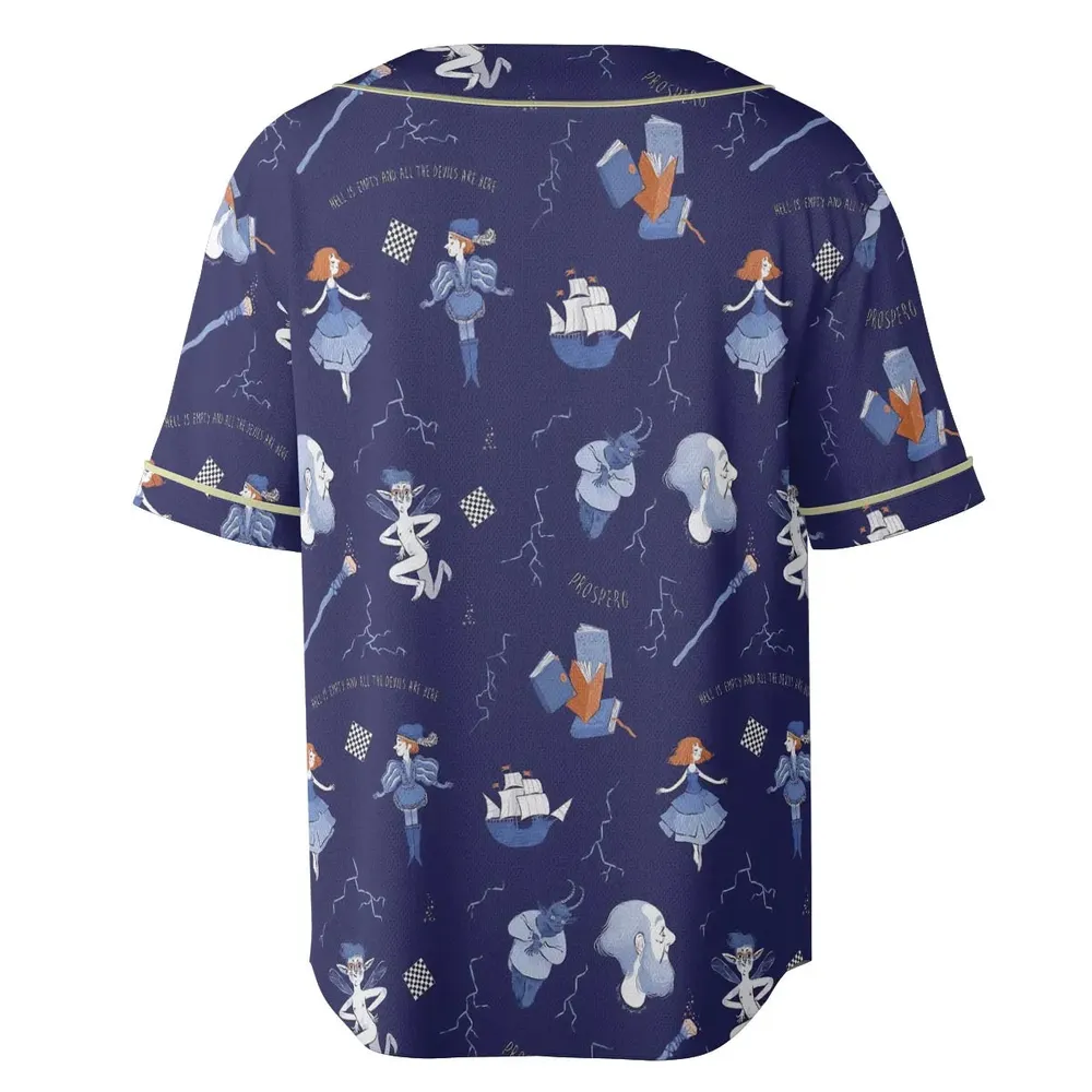 The Tempest Pattern Shakespeare Unisex Baseball Jersey - 4
